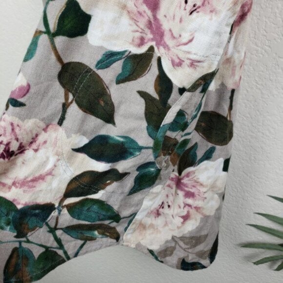 POU DOU DOU Vingt-Trois Japan Hemp/Cotton Woven Floral Print Tunic Top size M - Picture 5 of 13